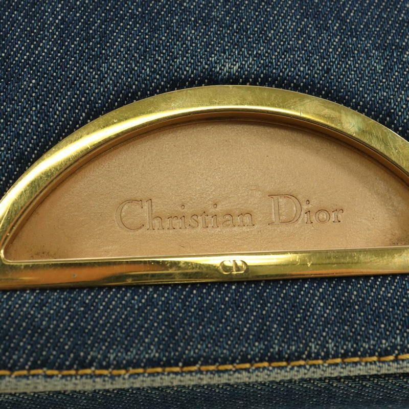 【日本直送】Christian Dior Maris Pearl 單肩包 牛仔布 海軍藍 金色 正品 177688V-18