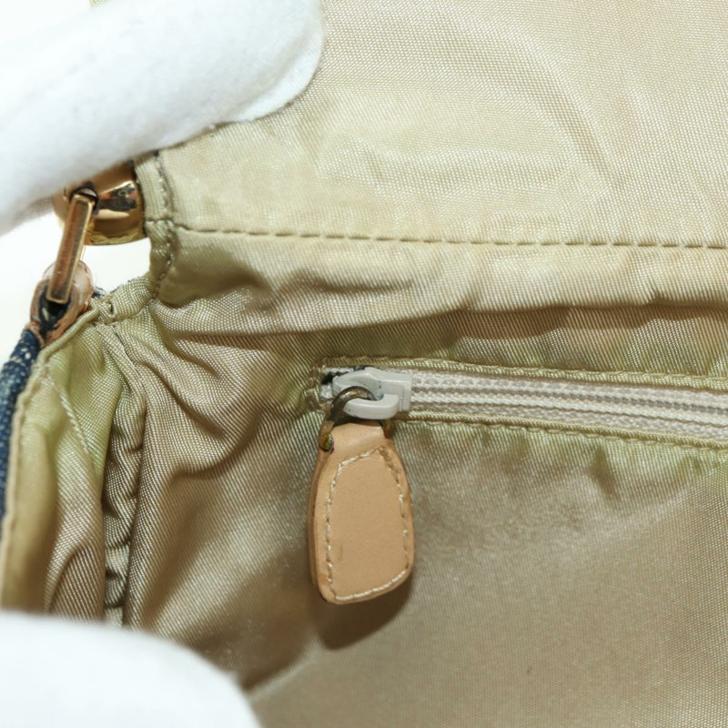 【日本直送】Christian Dior Maris Pearl 單肩包 牛仔布 海軍藍 金色 正品 177688V-24