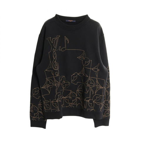 路易威登音樂系列刺繡純棉衛衣，黑色/米色，XXL碼，二手男款