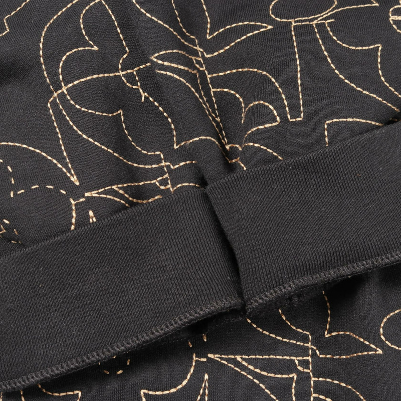 路易威登音樂系列刺繡純棉衛衣，黑色/米色，XXL碼，二手男款-6