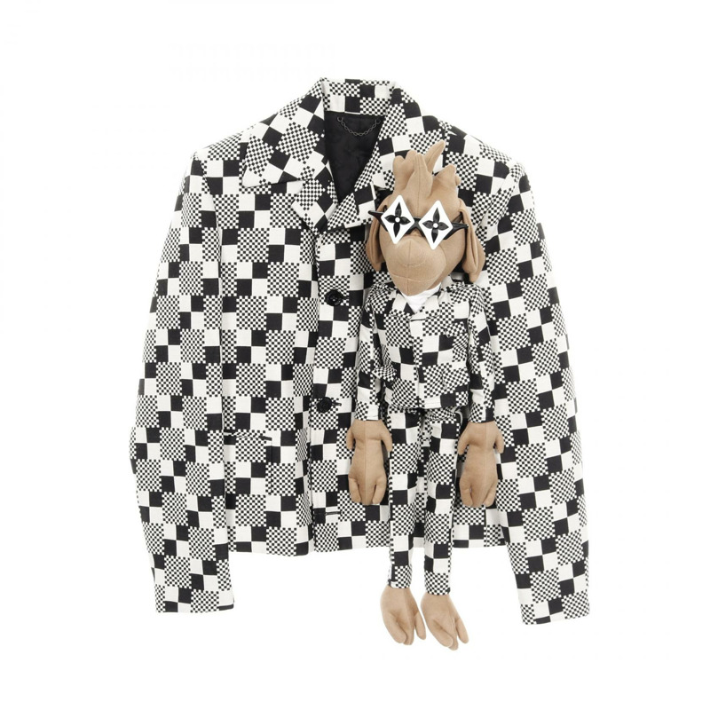 路易威登 LV Friend Dog Puppet Damier 其他羊毛夾克 黑色 白色 棕色 二手 男士-0