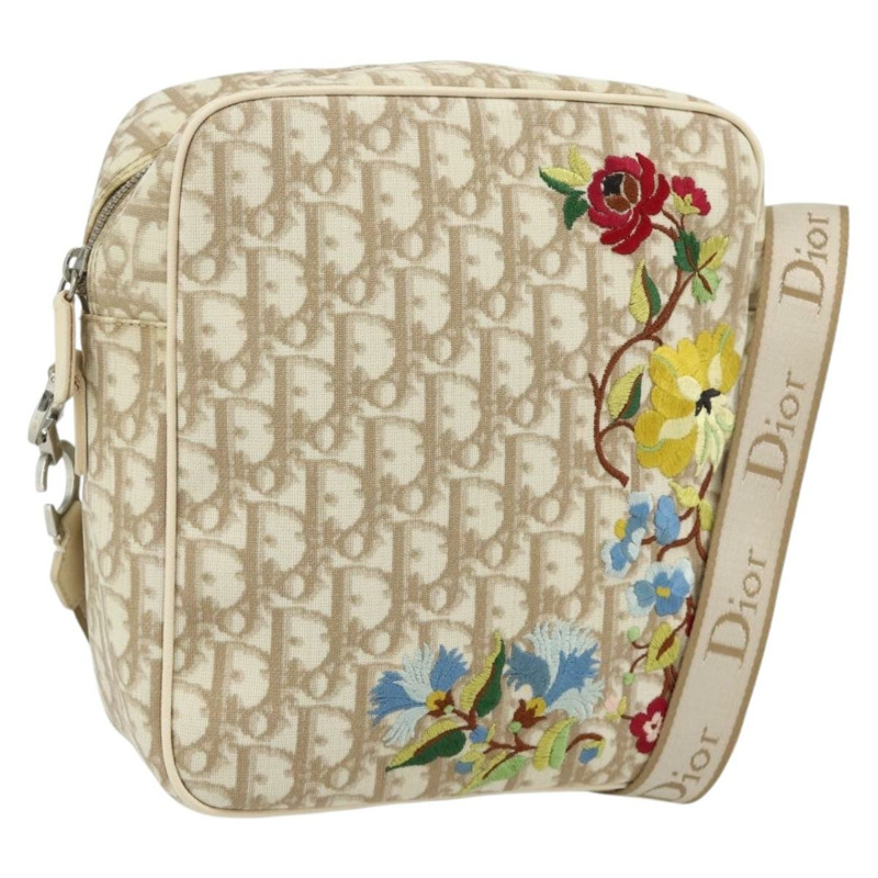 【日本直送】Christian Dior Trotter帆布肩背包 PVC 米色 銀色 正品 177979A-0