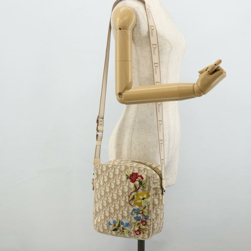 【日本直送】Christian Dior Trotter帆布肩背包 PVC 米色 銀色 正品 177979A-23