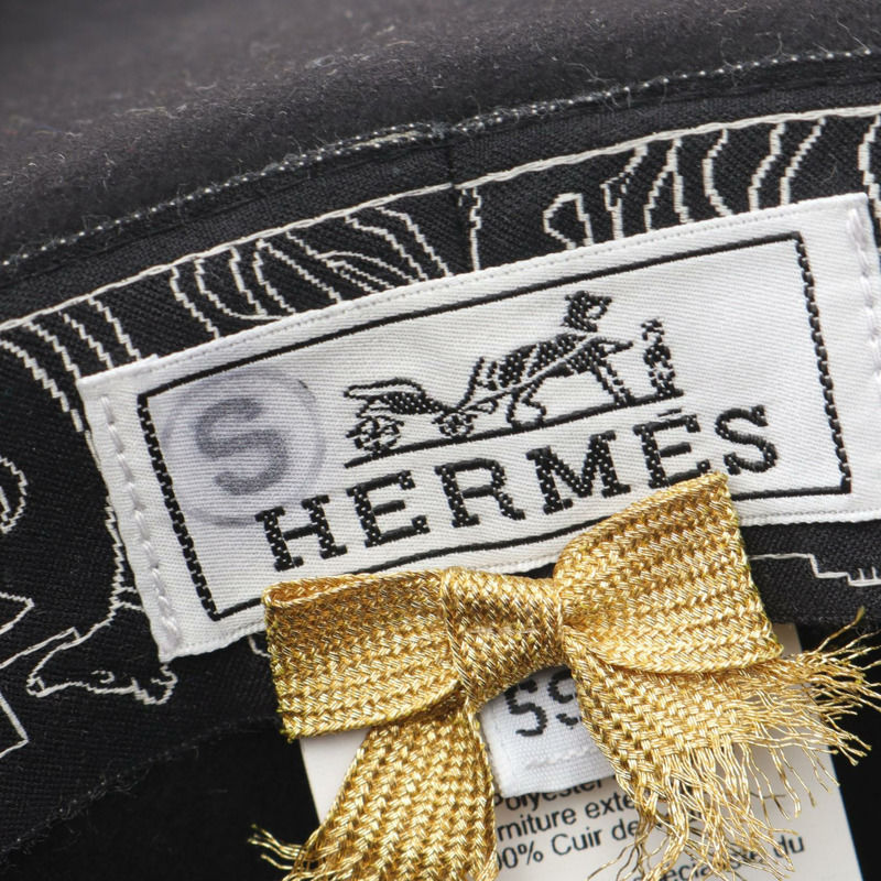 HERMES Collier 帽子 Feutre Feutre 黑色 二手 女式-3