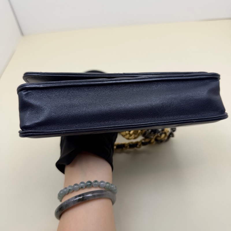香奈儿 Chanel 黑金羊皮19bag woc羊皮 流浪斜挎包 底19cm-5