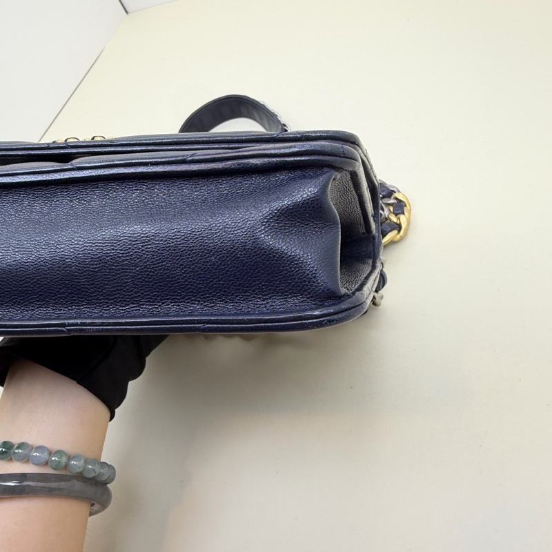 香奈儿 Chanel 黑金羊皮19bag woc羊皮 流浪斜挎包 底19cm-6