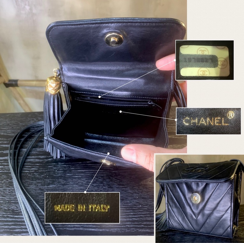 香奈兒黑色羊皮流蘇肩包 Chanel Vintage Lambskin Shoulder Bag with Tassel In Black-5