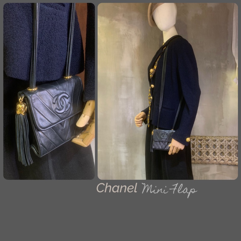 香奈兒黑色羊皮流蘇肩包 Chanel Vintage Lambskin Shoulder Bag with Tassel In Black-7