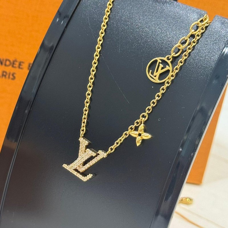 *SHIHNA名牌精品* LV M00596 Iconic 經典LOGO造型花卉吊墜水鑽項鍊-2