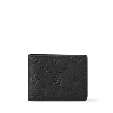 Louis Vuitton LV黑色Monogram Shadow壓紋牛皮Multiple對開短夾 男用短夾 皮夾 錢包 M62901