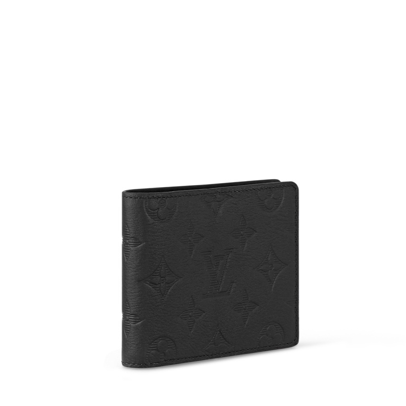 Louis Vuitton LV黑色Monogram Shadow壓紋牛皮Multiple對開短夾 男用短夾 皮夾 錢包 M62901-1