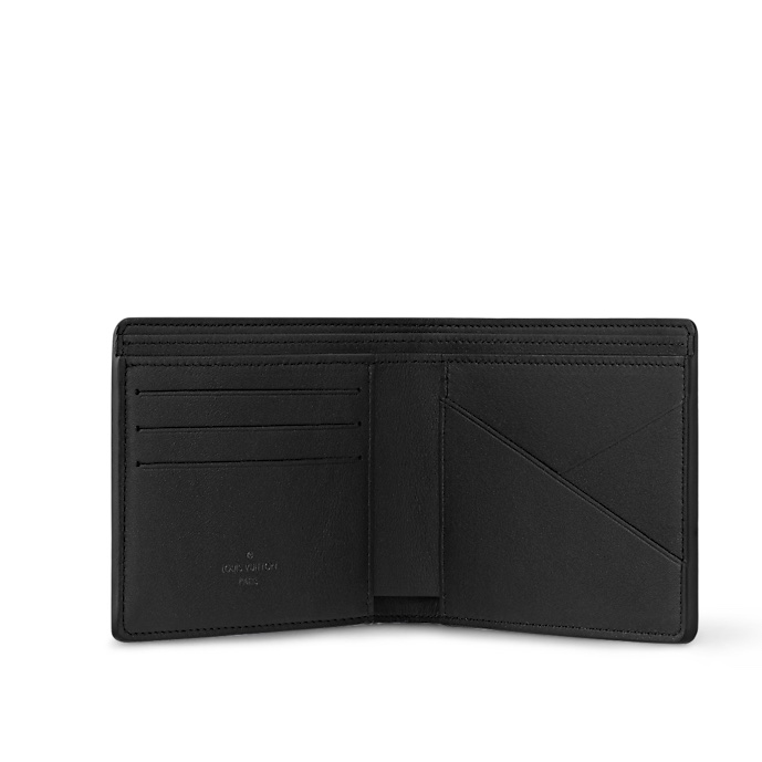 Louis Vuitton LV黑色Monogram Shadow壓紋牛皮Multiple對開短夾 男用短夾 皮夾 錢包 M62901-2