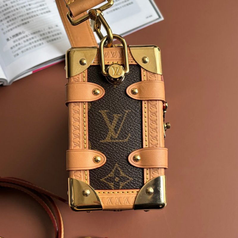 ::LOUIS VUITTON:: LV M46815 Side Trunk PM 經典花紋牛皮飾邊手提斜背包 箱型包-6