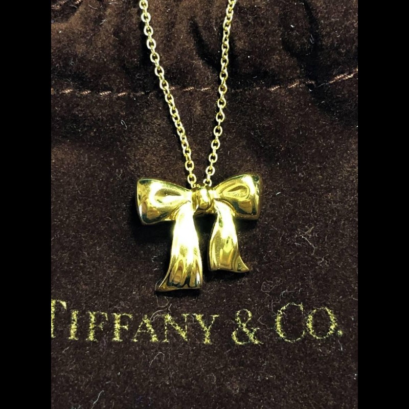 經典雋永 Tiffany & Co. 90年代 Vintage 750 18K金 蝴蝶結絲帶 項鍊 吊墜 項鏈-1
