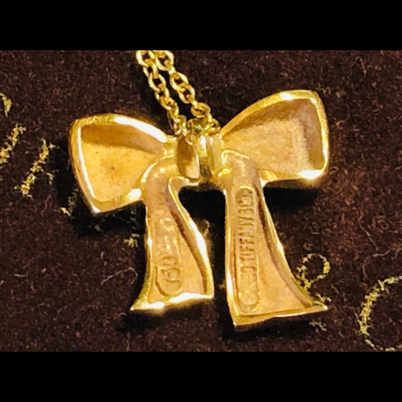 經典雋永 Tiffany & Co. 90年代 Vintage 750 18K金 蝴蝶結絲帶 項鍊 吊墜 項鏈-5