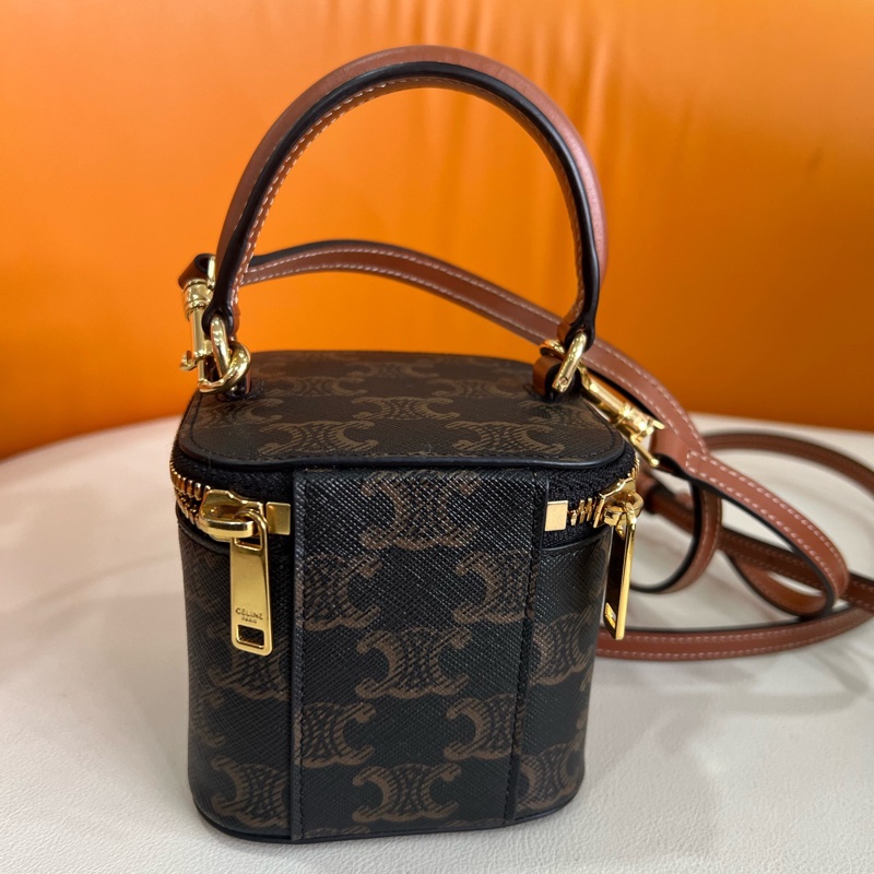 正品，99新Celine/賽琳Triomphe可拆卸肩帶老花盒子斜挎單肩包迷你包手提包-2