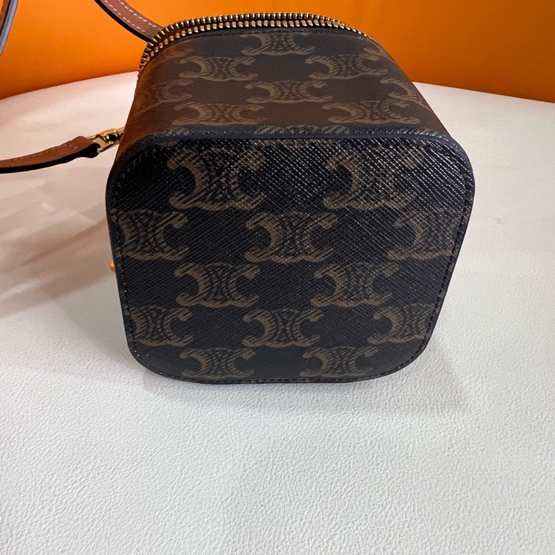 正品，99新Celine/賽琳Triomphe可拆卸肩帶老花盒子斜挎單肩包迷你包手提包-5