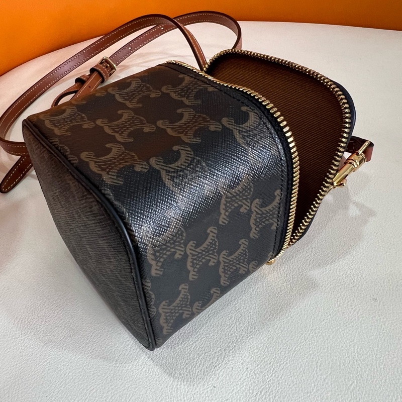 正品，99新Celine/賽琳Triomphe可拆卸肩帶老花盒子斜挎單肩包迷你包手提包-6