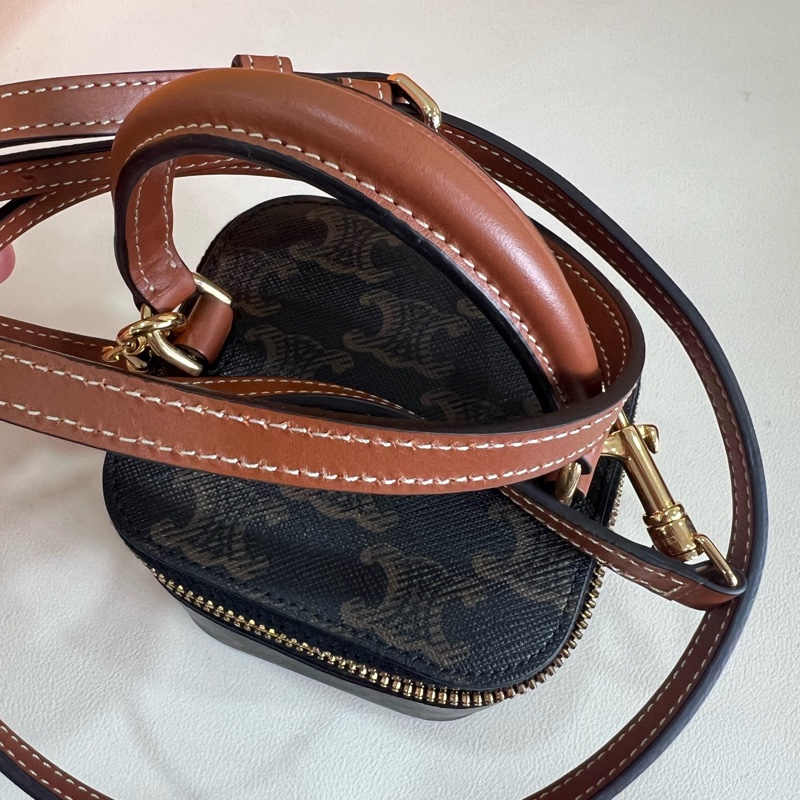 正品，99新Celine/賽琳Triomphe可拆卸肩帶老花盒子斜挎單肩包迷你包手提包-8