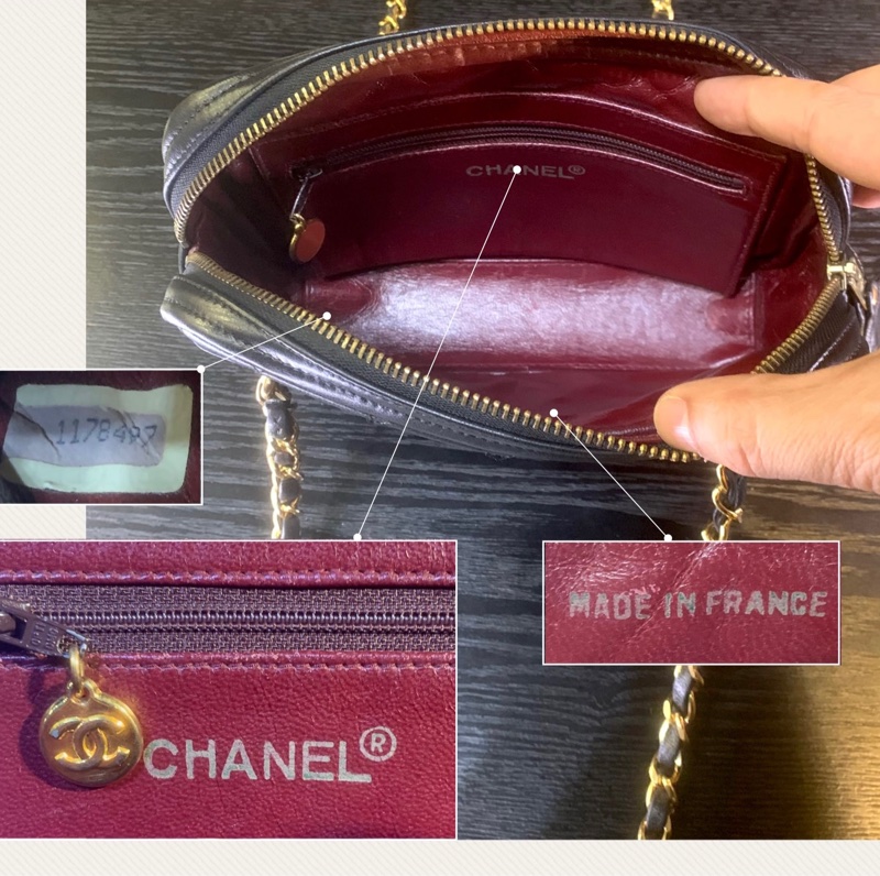 香奈兒菱格紋雙鏈帶單肩包 Chanel Vintage Black Gold Diamond Quilted With 24k Gold-Plate Double Chain Camera Bag-5