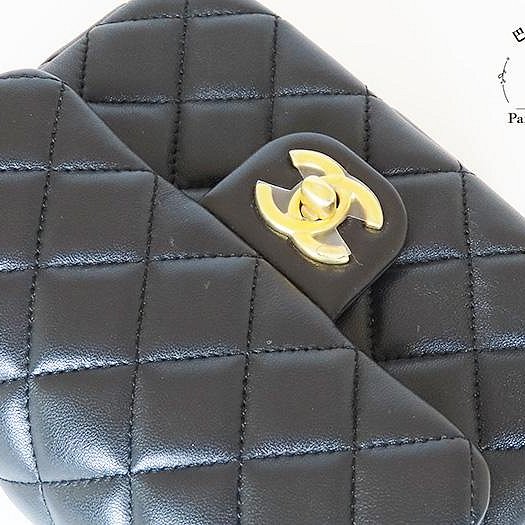 【巴黎站二手名牌專賣店】＊現貨＊CHANEL香奈兒真品＊黑色菱格紋牛皮愛心鏈方胖子斜背鍊包 口蓋包-4