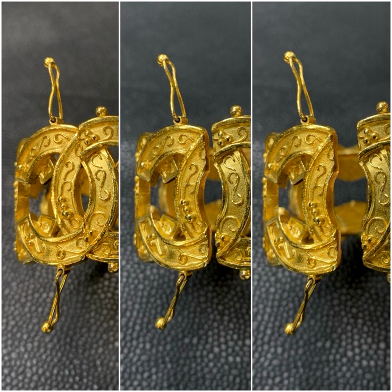 Rare Chanel Vintage Grapevine Motif Cuff Bracelet In 24k Gold-Plate 香奈兒全CC Logo葡萄藤手鐲-3