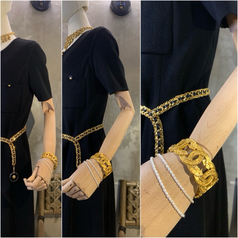 Rare Chanel Vintage Grapevine Motif Cuff Bracelet In 24k Gold-Plate 香奈兒全CC Logo葡萄藤手鐲-6
