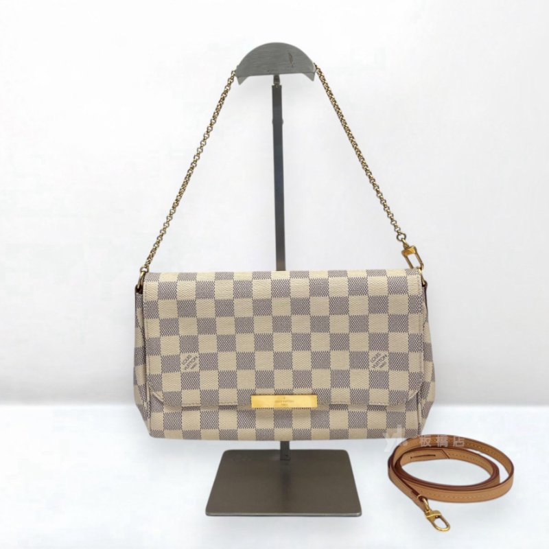 S5457-LV 白棋盤格Favorite MM鍊條斜背包N41275-1