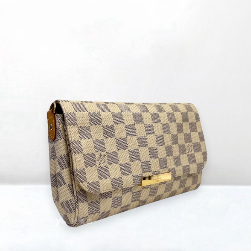 S5457-LV 白棋盤格Favorite MM鍊條斜背包N41275-1