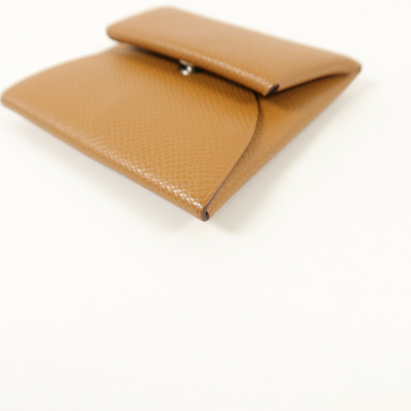 HERMES Epsom皮革Bastia零錢包Gold-9
