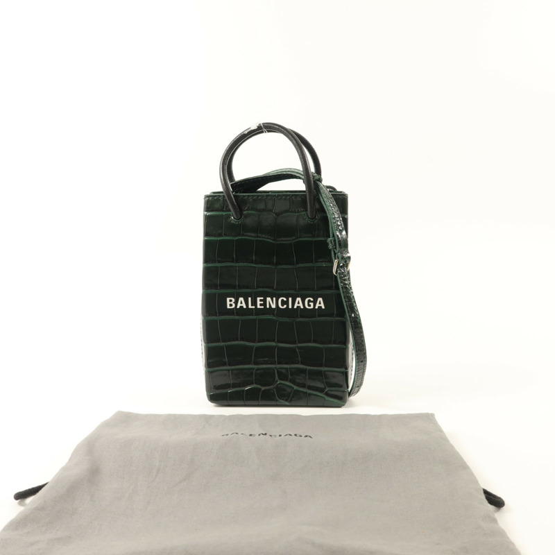 BALENCIAGA 牛皮皮革Shopping Phone Holder手挽肩背兩用袋-10