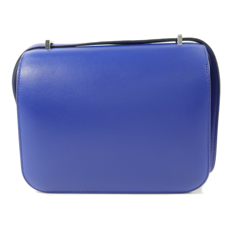 HERMES Tadelakt皮革Constance Mini肩背袋Bleu Electrique-1