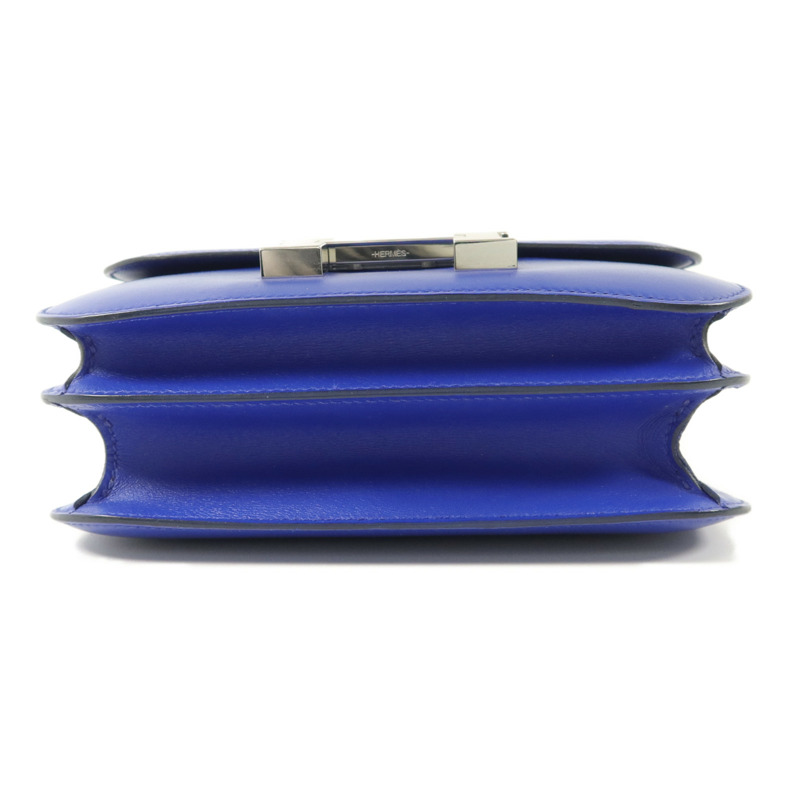 HERMES Tadelakt皮革Constance Mini肩背袋Bleu Electrique-3