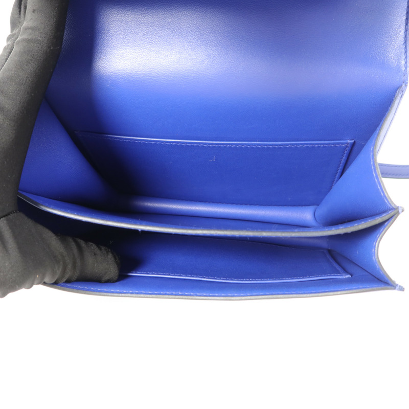 HERMES Tadelakt皮革Constance Mini肩背袋Bleu Electrique-4