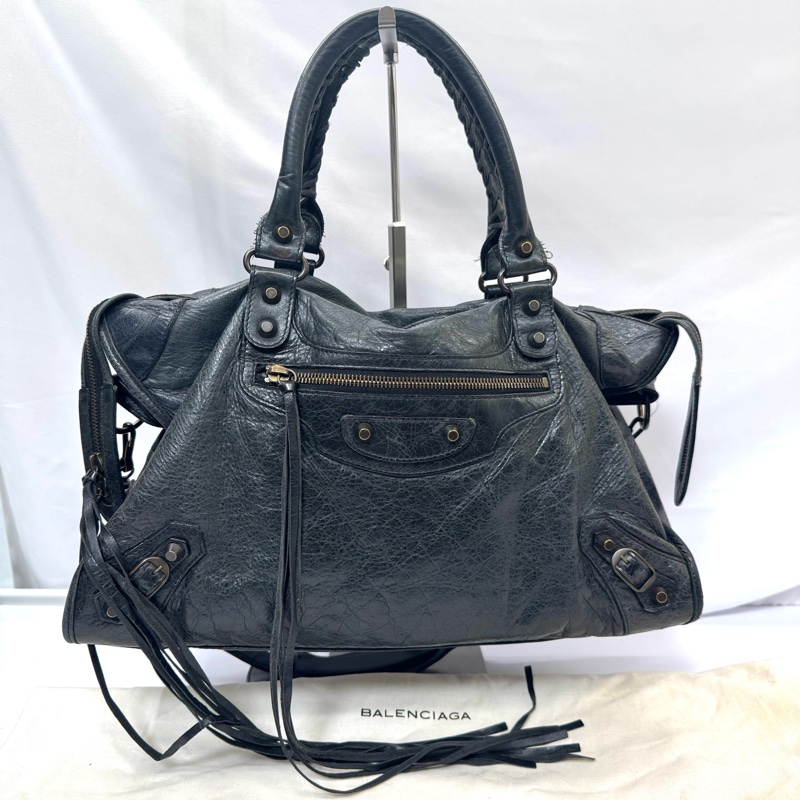 BALENCIAGA 黑色機車包 115748-2