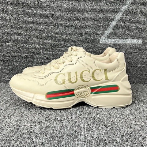 Gucci 古馳 米白色紅綠腰帶印花老爹鞋 38.5碼 🧡