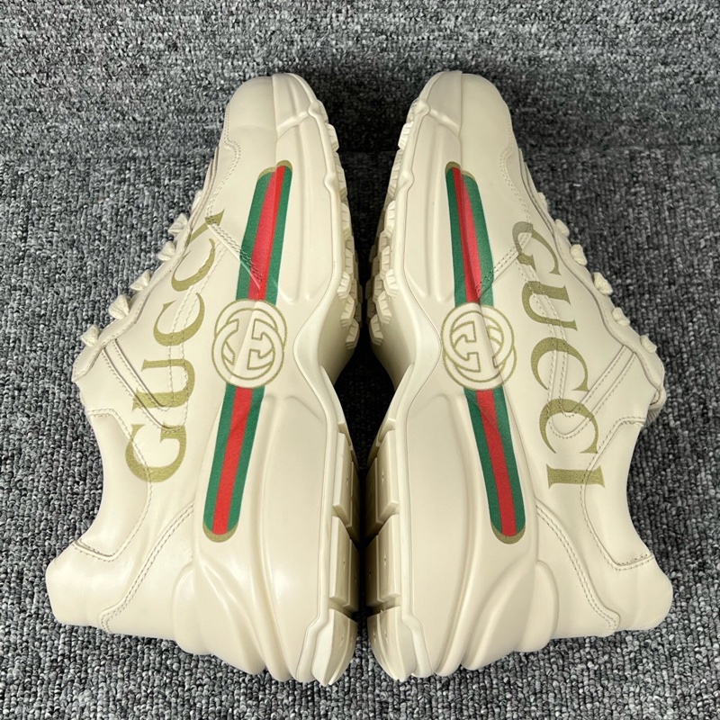 Gucci 古馳 米白色紅綠腰帶印花老爹鞋 38.5碼 🧡-4