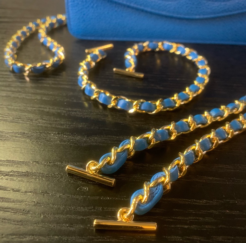 中古香奈兒天藍魚子醬小包/斜孭包 Chanel Vintage Caviar CC Logo Pouch + Chain/ Shoulder Bag In SkyBlue （Full set)-3