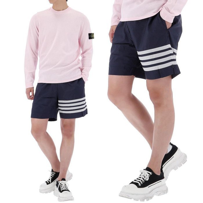 💎Han's house精品服飾💎THOM BROWNE TB 四槓 尼龍 海灘 短褲  現貨4 原價34400-7