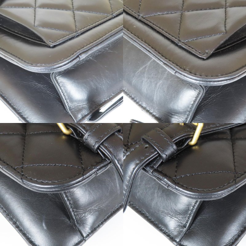 【巴黎站二手名牌專賣店】＊現貨＊CHANEL香奈兒真品＊黑色菱格紋皮革口蓋後背包-5