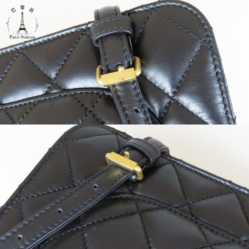 【巴黎站二手名牌專賣店】＊現貨＊CHANEL香奈兒真品＊黑色菱格紋皮革口蓋後背包-6