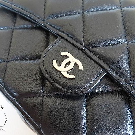 【巴黎站二手名牌專賣店】＊現貨＊CHANEL香奈兒真品＊黑羊皮淡金雙C雙層斜背包-3