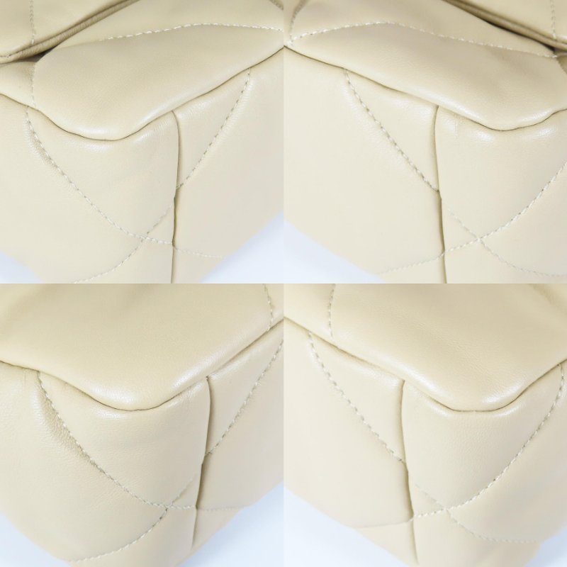 【巴黎站二手名牌專賣店】＊現貨＊CHANEL 香奈兒 真品＊AS1160奶茶色皮革19系列金釦26手提斜背包-4