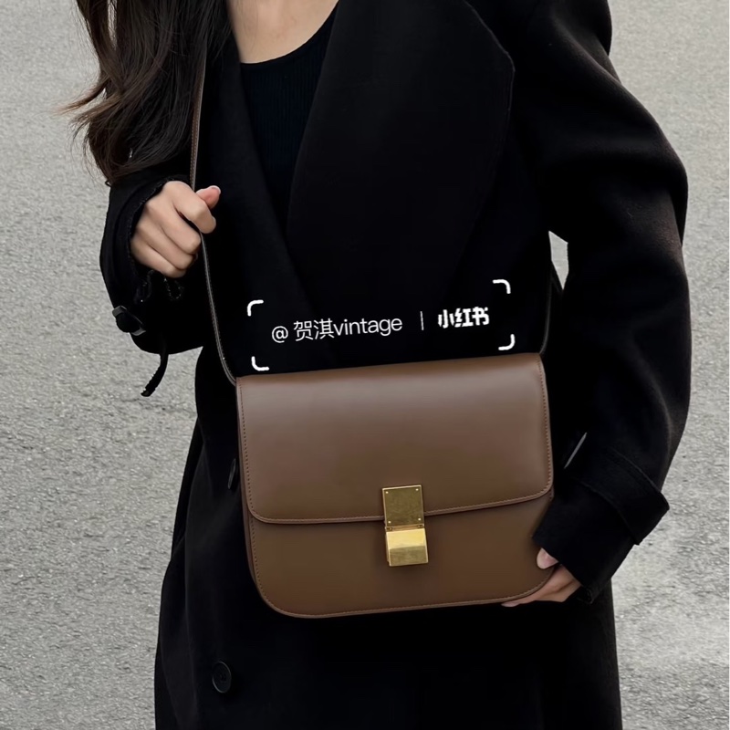 莉亞精品♡ Celine teen box 棕色 二手美包-1