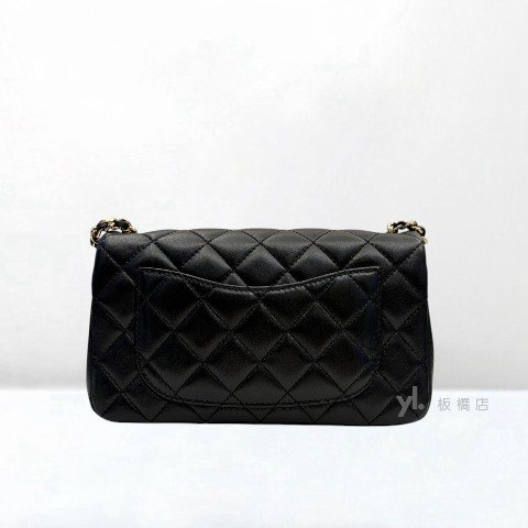 Y2029-CHANEL 黑羊皮淡金釦足球釦Coco20 AS1787-1
