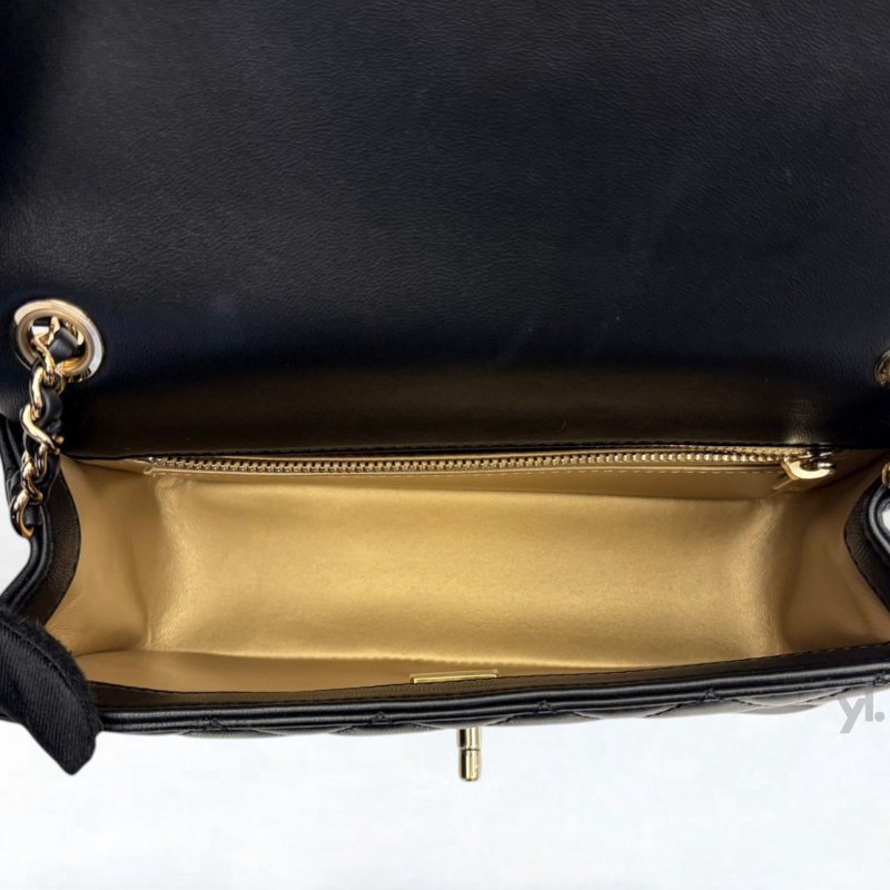 Y2029-CHANEL 黑羊皮淡金釦足球釦Coco20 AS1787-5