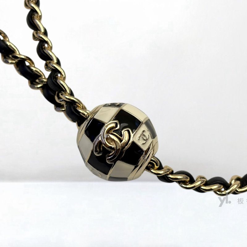Y2029-CHANEL 黑羊皮淡金釦足球釦Coco20 AS1787-6