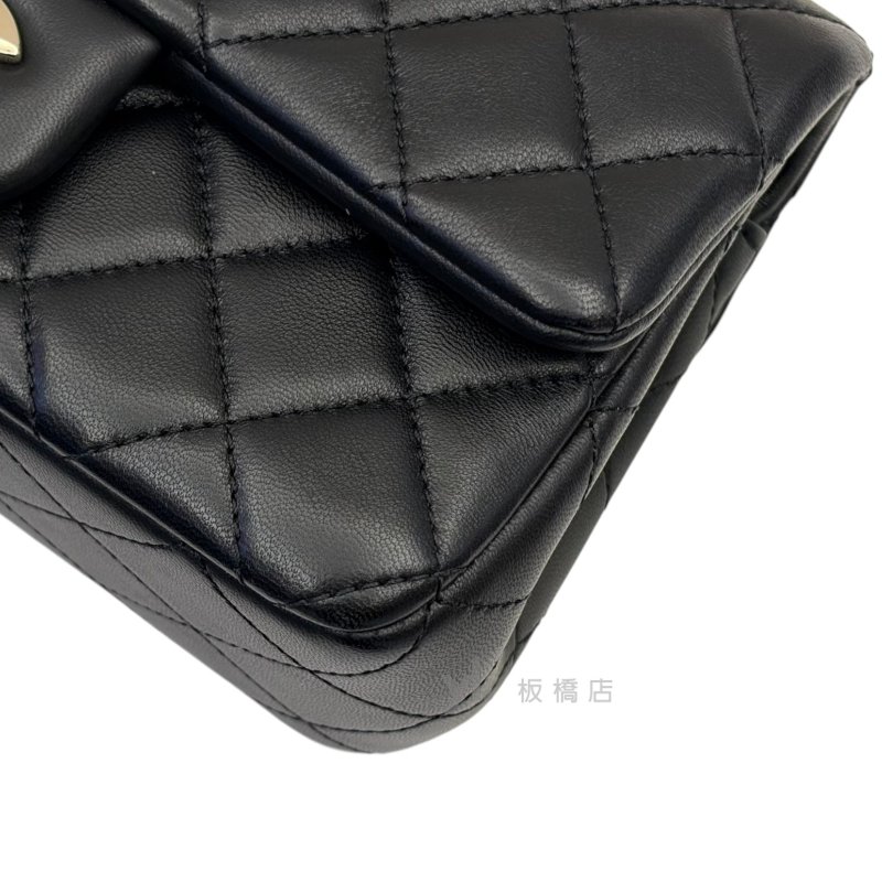 Y2029-CHANEL 黑羊皮淡金釦足球釦Coco20 AS1787-8