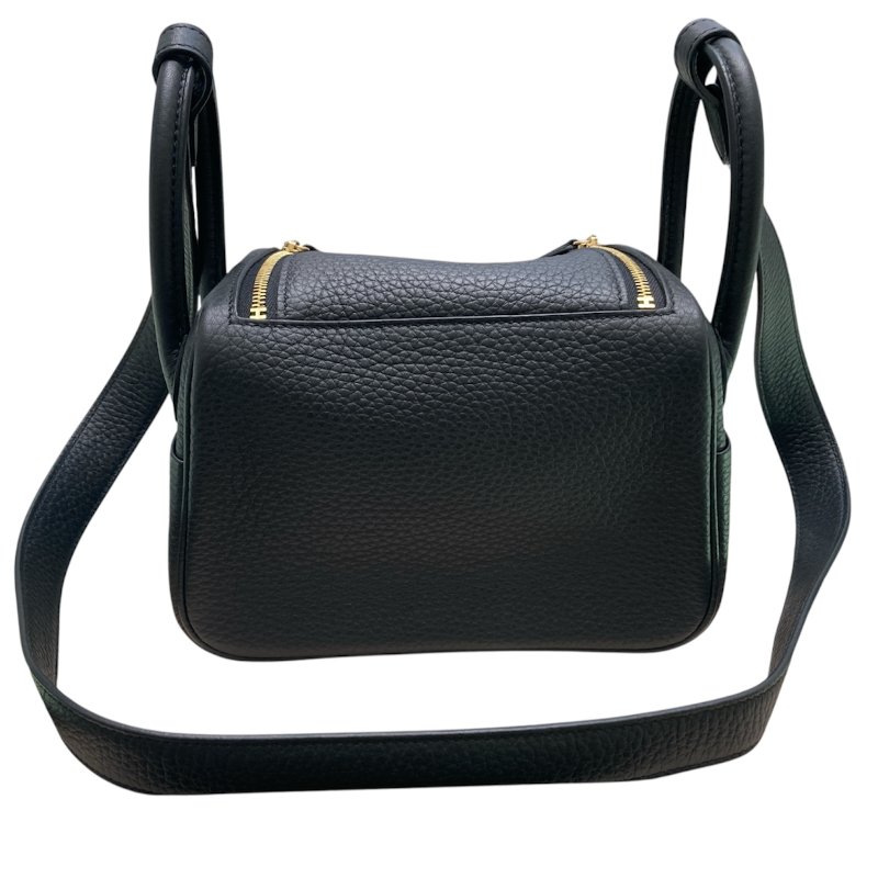 HERMES 愛馬仕 MINI LINDY 肩背包 皮革 黑色 金釦-1