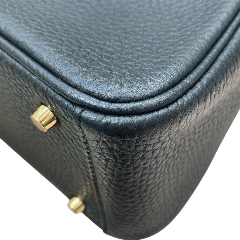HERMES 愛馬仕 MINI LINDY 肩背包 皮革 黑色 金釦-6